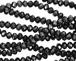 Jet Hematite Crystal Faceted Rondelle 4mm