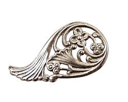 Stampt Antique Pewter (plated) Floral Wing Filigree (left) 38x20mm