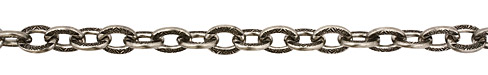 Antique Silver (plated) Large Flat Oval Floral Etched Cable Chain