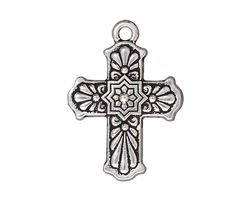 TierraCast Antique Silver (plated) Talavera Cross 22x30mm