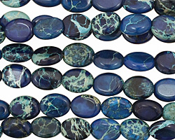 Midnight Blue Impression Jasper Flat Oval 8x6mm