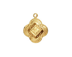 Brass Ornate Clover Charm 16x19mm