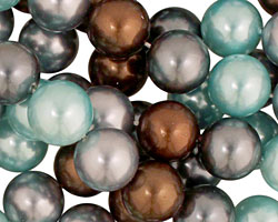 Mint Chocolate Shell Pearl Mix Round 10mm