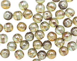 Czech Glass Luster Transparent Green Round 6mm