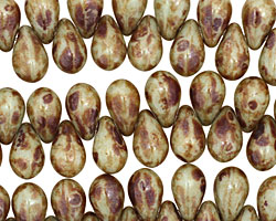 Czech Glass Luster Pistachio Picasso Teardrop 6x9mm