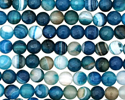 Sky Blue Line Agate Faceted Round 6mm