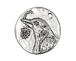 Green Girl Pewter Bird Hope Pendant 28mm