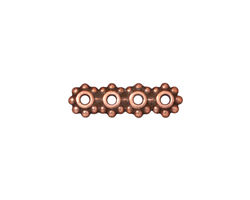 TierraCast Antique Copper (plated) Beaded 4-Hole 6mm Heishi Bar 21