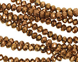 Metallic Antique Bronze Crystal Faceted Rondelle 4mm