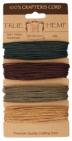 Shades of Camouflage Hemp Twine 20 lb, 29.8 ft x 4 colors