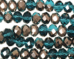 Capri Blue & Oiled Bronze Crystal Faceted Rondelle 8mm