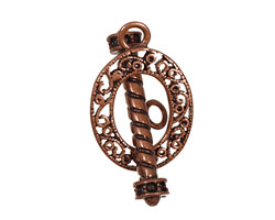 Antique Copper (plated) Filigree Toggle Clasp w/ Roped Bezel Bar 21x32mm, 37x11mm bar