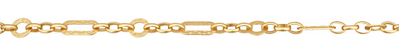 Satin Hamilton Gold (plated) Patterned Oval & Ring w/ Horse Eye Chain