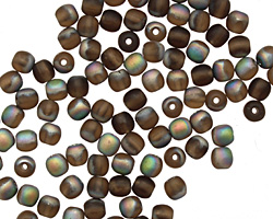 Czech Glass Matte Smoky Topaz/ Vitral AB Round 4mm