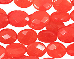 Tangerine Tango Jade Faceted Flat Oval 12x10mm