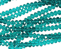 Teal Crystal Faceted Rondelle 4mm
