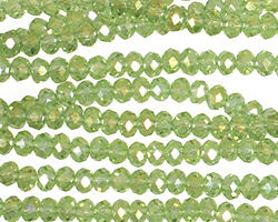 Light Olivine AB Crystal Faceted Rondelle 4mm
