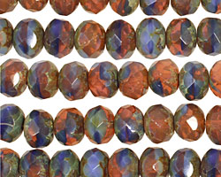 Czech Glass Mixed Berry Bush Fire Polished Rondelle 6x9mm