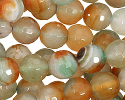 Green/Caramel Agate Faceted Round 10mm