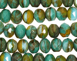 Czech Glass Amazon Rain Fire Polished Rondelle 6x9mm