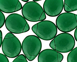 Czech Glass Green Emerald Teardrop 12x16mm
