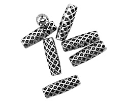 Pewter Quilted Tube 14x4mm