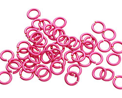 Hot Pink Enameled Copper Round Jump Ring 6mm, 18 gauge