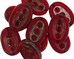 Czech Glass Wine Picasso Dotted Window Oval 18x13mm