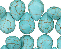Blue Magnesite Flat Teardrop 12x15mm