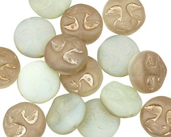 Czech Glass Luster Sea Spray (matte) Moon Face 13mm