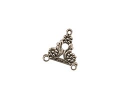 Stampt Antique Pewter (plated) Three Daisies 3 Ring Connector 14x15mm