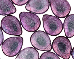 Czech Glass Luster Transparent Amethyst Teardrop 12x16mm