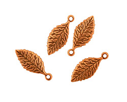 Stampt Antique Copper (plated) Mint Leaf Charm 7x17mm