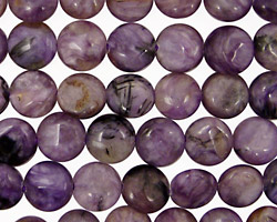 Charoite Puff Coin 8mm