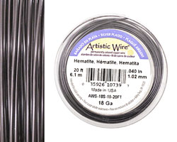 Artistic Wire Silver Plated Hematite 18 gauge, 20 feet