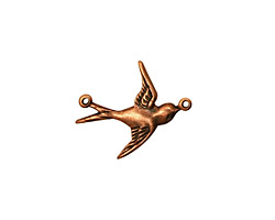 Stampt Antique Copper (plated) Eastward Bird Connector 18x12mm