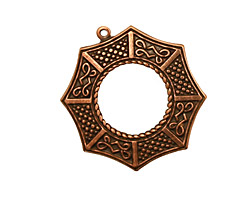 Stampt Antique Copper (plated) Bagua Pendant 24x26mm