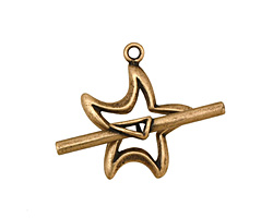 Antique Brass (plated) Stylized Star Toggle Clasp 24x20mm, 29mm