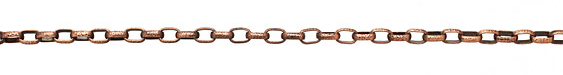 Antique Copper (plated) Hammered Box Cable Chain
