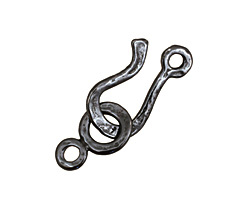 Gunmetal Hammered Simple Hook & Eye Clasp 32x12mm