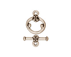 TierraCast Antique Silver (plated) Classic Toggle Clasp 15x12mm, 16mm Bar