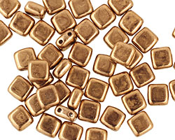 Czech Glass Bronze 2-Hole Tile 6mm