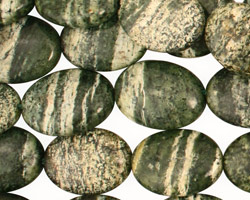 Green Zebra Jasper Flat Oval 16x12mm