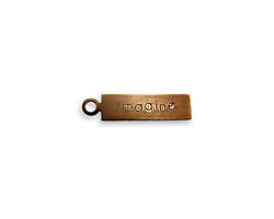 Vintaj Natural Brass "Imagine" Rectangle Charm 21x5mm