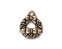 TierraCast Antique Brass (plated) Wreath & Bow Toggle Clasp 16x20mm, 16x4mm bar