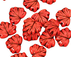 Czech Glass Pink Silk Picasso Maple Leaf 10x13mm