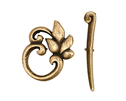 Antique Brass (plated) Ivy Leaf Toggle Clasp 22x19mm, 29mm bar