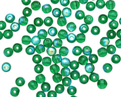 Czech Glass Green Emerald AB Round 4mm