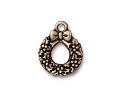 TierraCast Antique Brass (plated) Wreath Charm 16x20mm