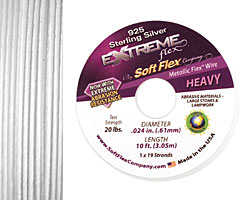 Soft Flex Extreme Sterling Silver .024" (Heavy) 19 Strand Wire 10ft.